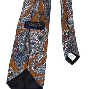 Oscar de la Renta Paisley Old Money Vibes Silk Tie - Brown and Blue Designer Tie